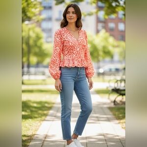 Women's Coral Patterned Top